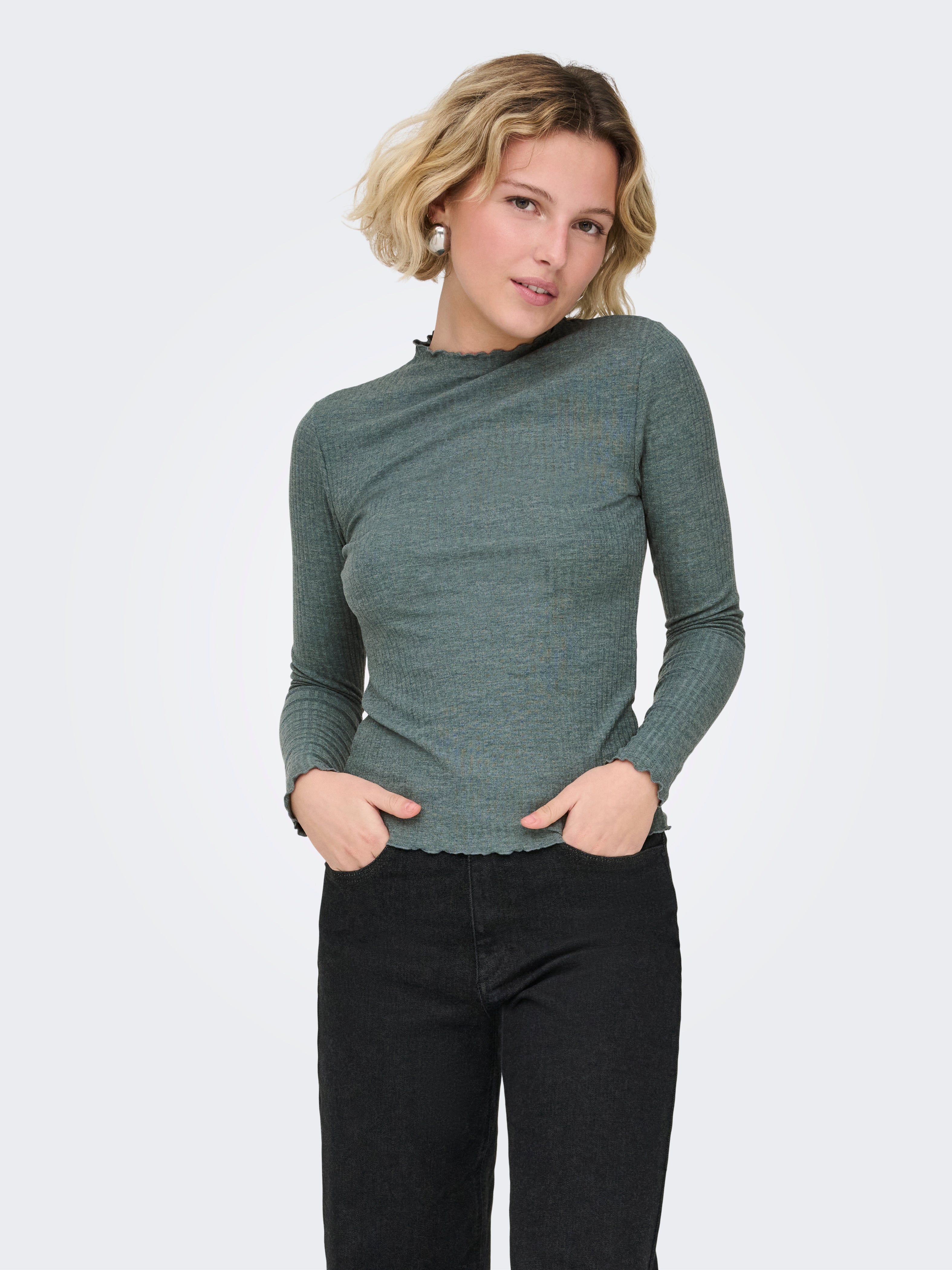 Top Manches Longues Des Petits Hauts Gris Clair - Taille 42 EU - Occasion Très Bon état