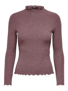 ONLY Col montant Top à manches longues -Rose Brown - 15180040