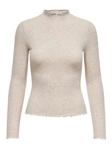 ONLY High neck Long Sleeved Top -Pumice Stone - 15180040
