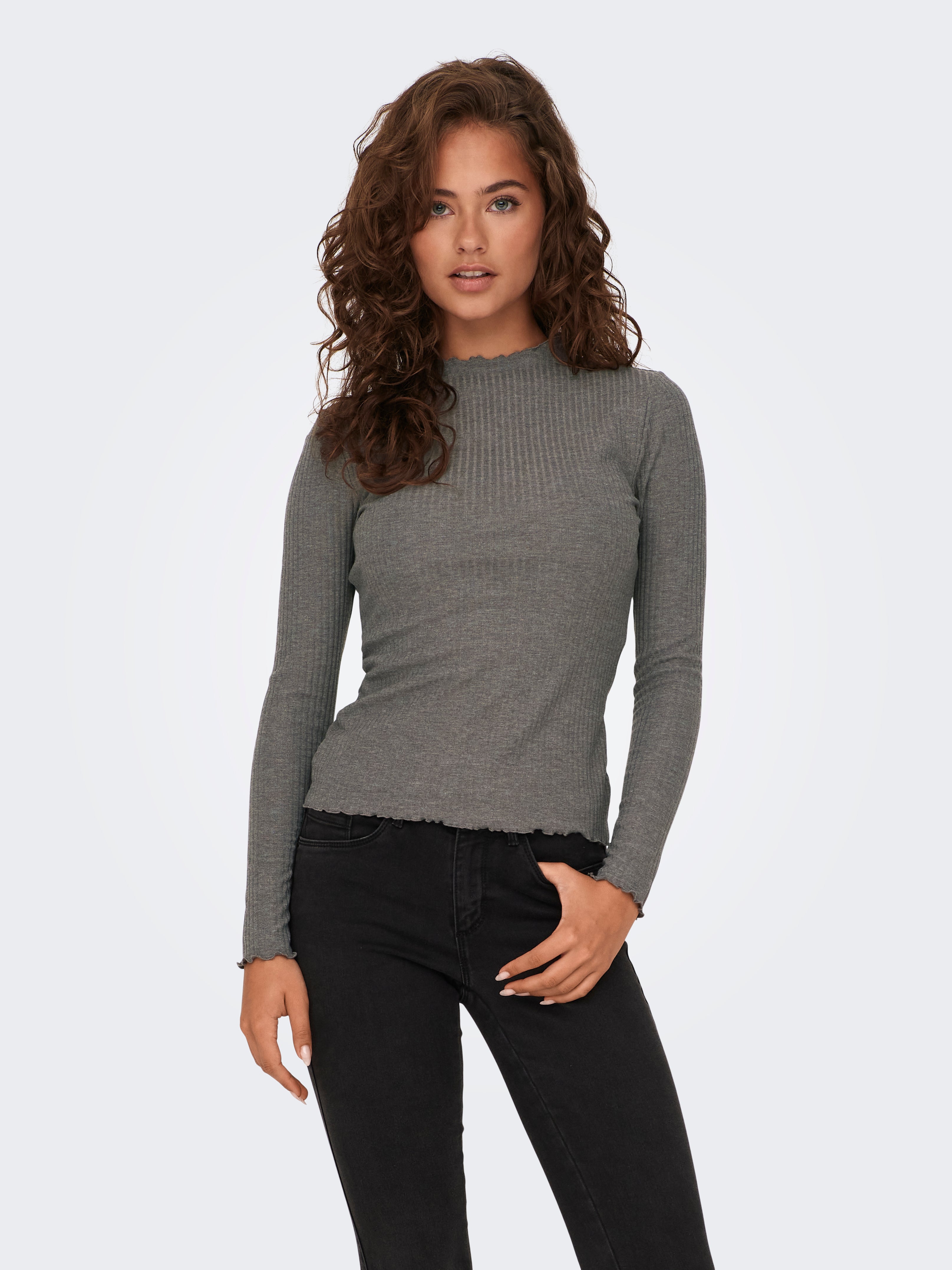 Grey high 2025 neck top