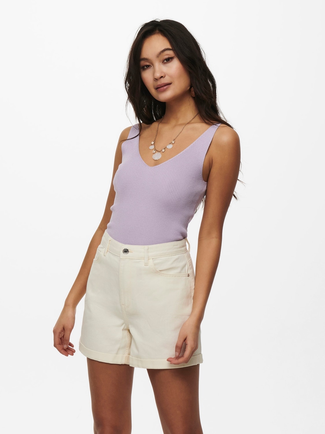 ONLY V-hals Mouwloze top -Pastel Lilac - 15180497