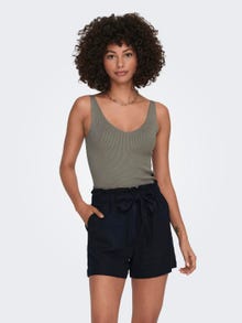 ONLY V-hals Mouwloze top -Driftwood - 15180497