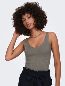 ONLY V-hals Mouwloze top -Driftwood - 15180497