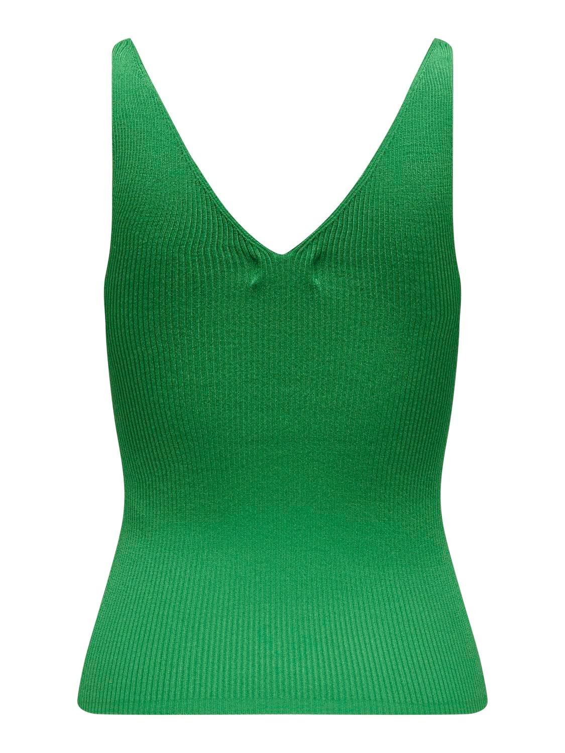 ONLY V-neck Top -Green Bee - 15180497