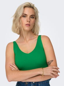 ONLY V-neck Top -Green Bee - 15180497