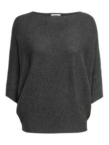 ONLY Fladdermusärmad Stickad tröja -Dark Grey Melange - 15181237