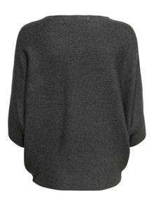 ONLY Fladdermusärmad Stickad tröja -Dark Grey Melange - 15181237