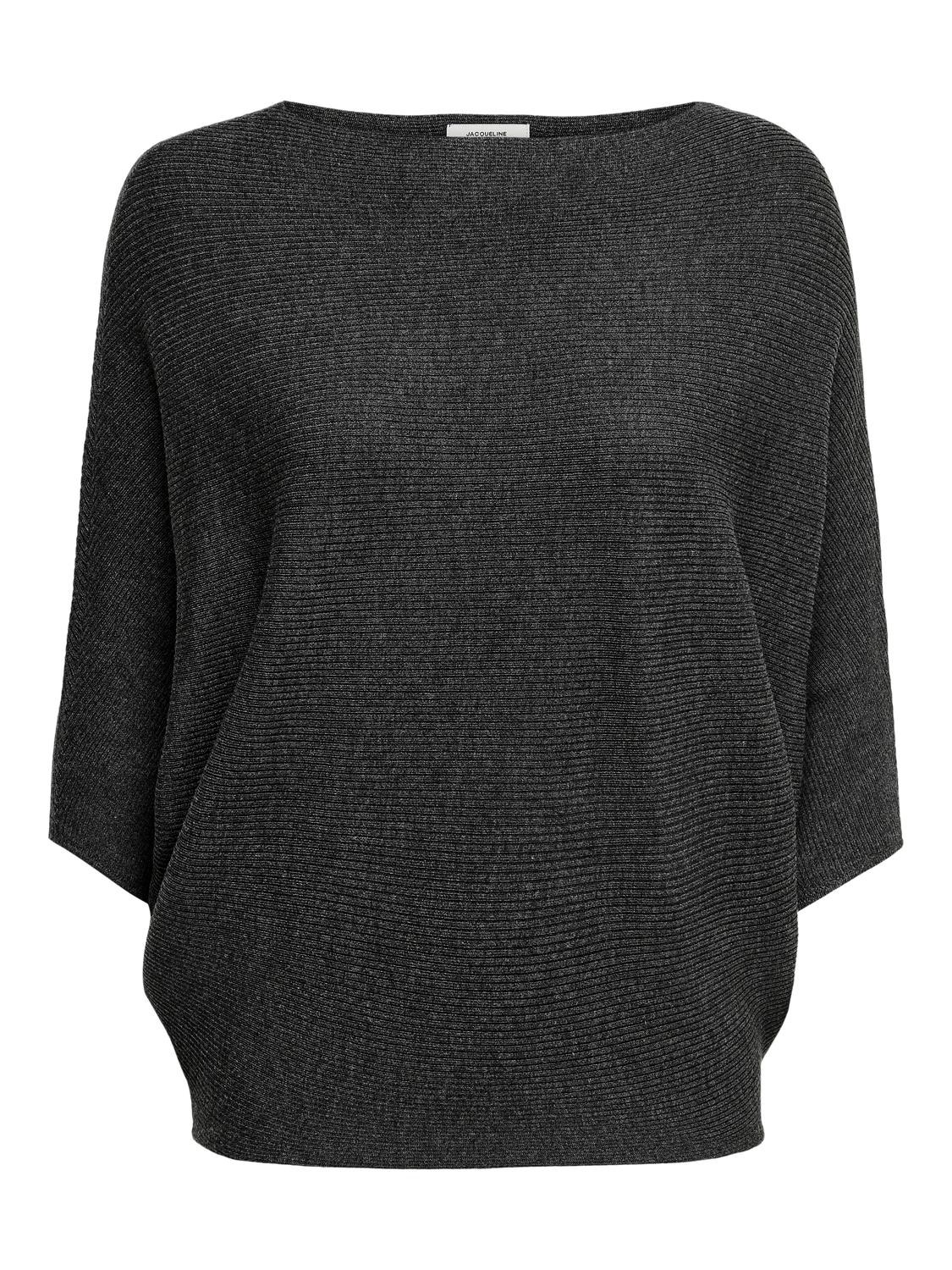 ONLY Fladdermusärmad Stickad tröja -Dark Grey Melange - 15181237