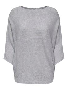 ONLY Boat neck Dropped shoulders Pullover -Light Grey Melange - 15181237