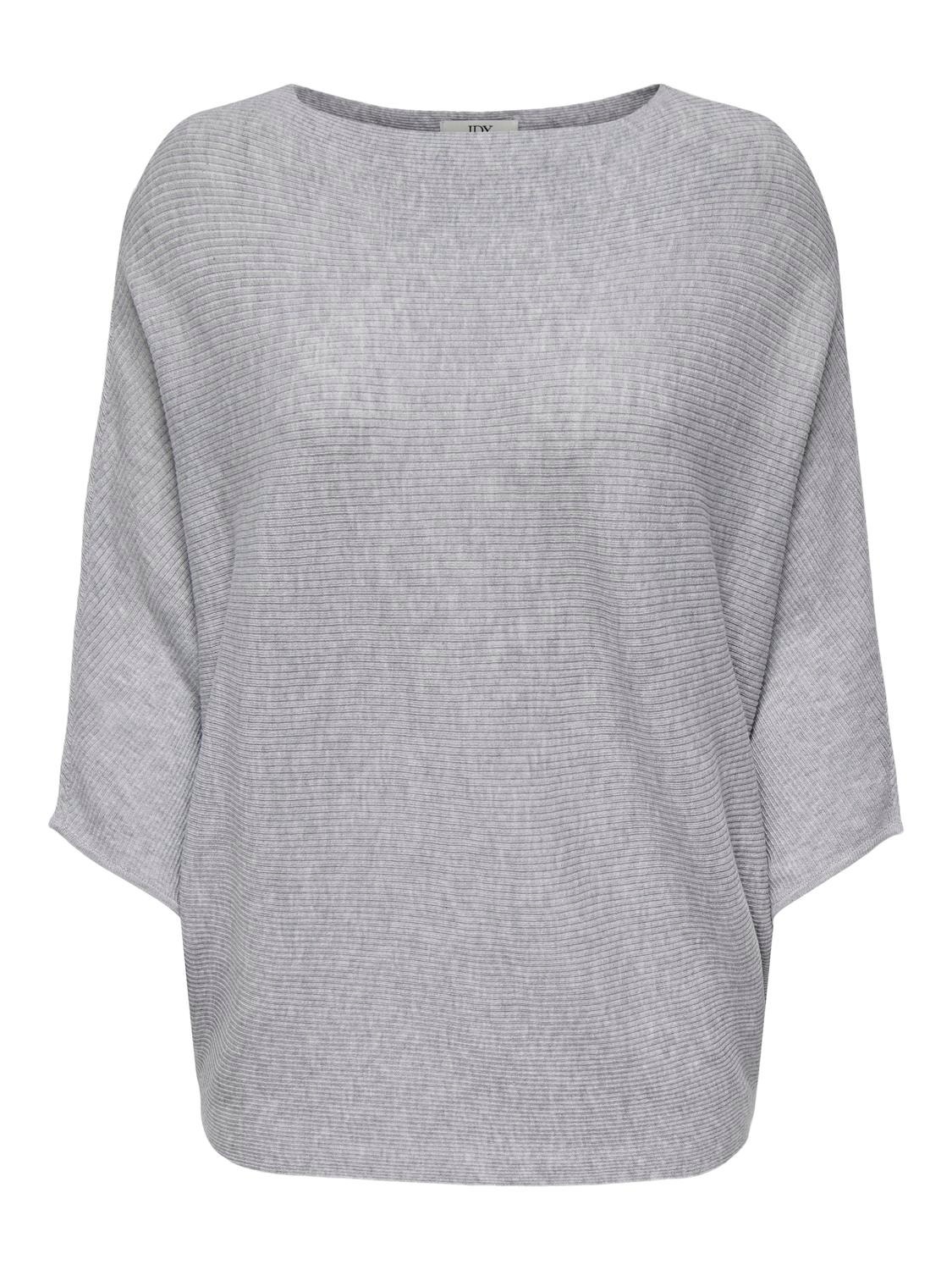 ONLY Boat neck Dropped shoulders Pullover -Light Grey Melange - 15181237