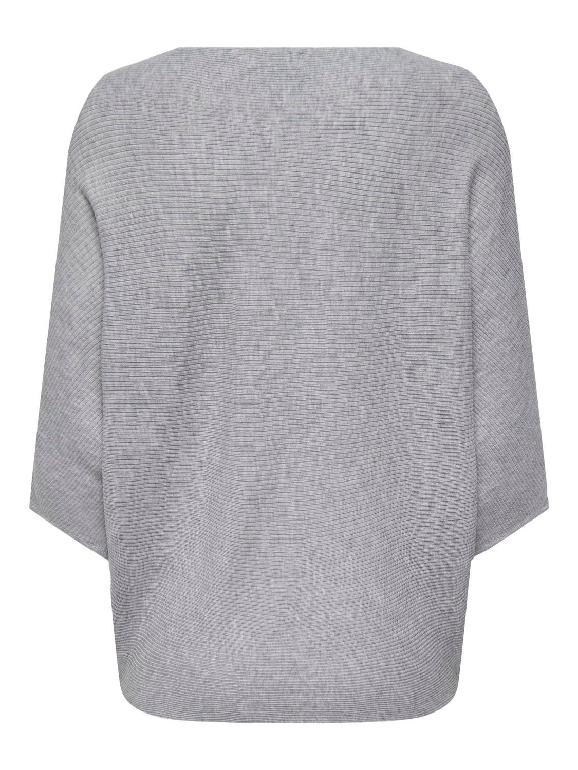 ONLY Boat neck Dropped shoulders Pullover -Light Grey Melange - 15181237