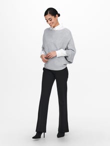 ONLY U-Boot Ausschnitt Tief angesetzte Schulter Pullover -Light Grey Melange - 15181237