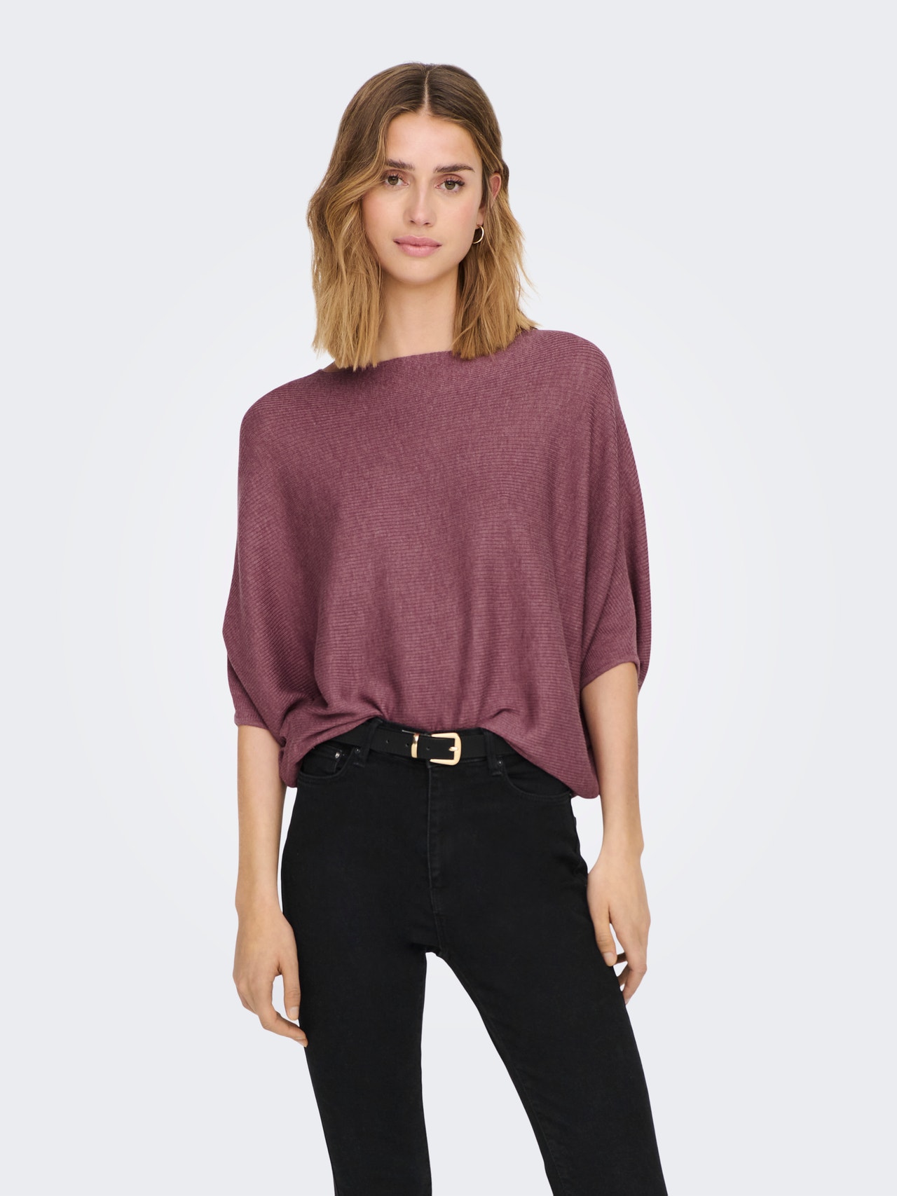 ONLY Pull-overs Col bateau Épaules tombantes -Crushed Berry - 15181237