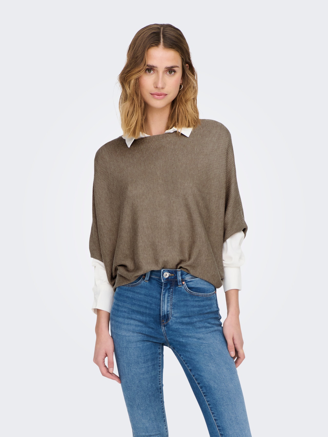 ONLY Boat neck Dropped shoulders Pullover -Sepia Tint - 15181237