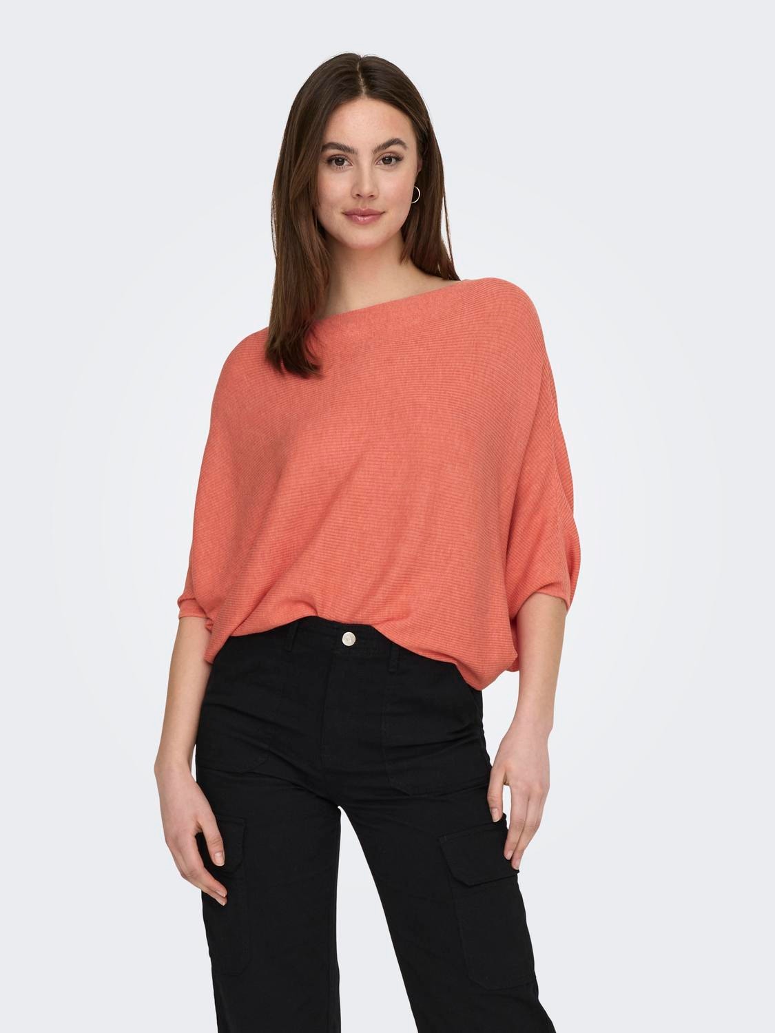 ONLY Pull-overs Col bateau Épaules tombantes -Sugar Coral - 15181237