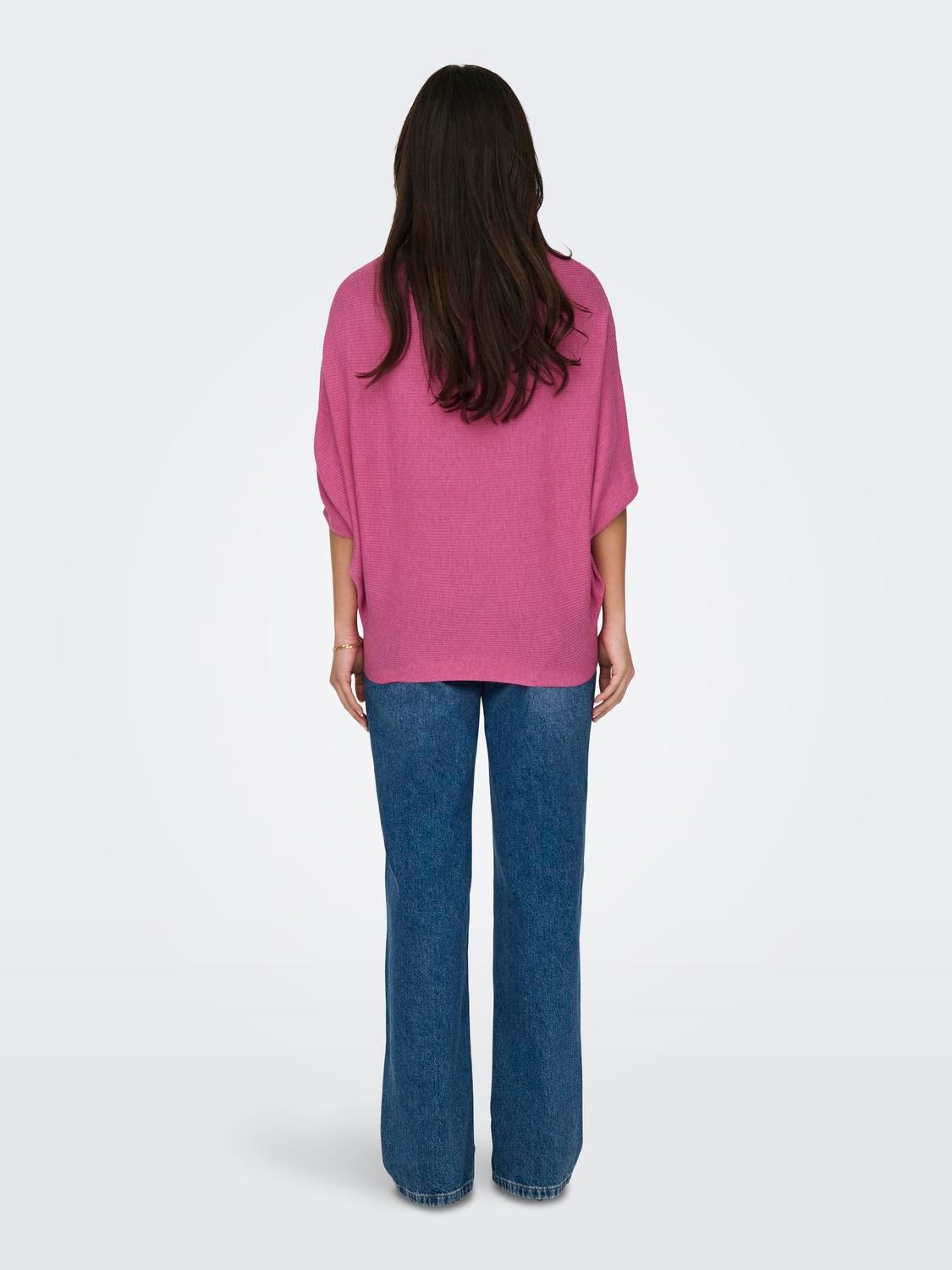 ONLY Fladdermusärmad Stickad tröja -Ibis Rose - 15181237