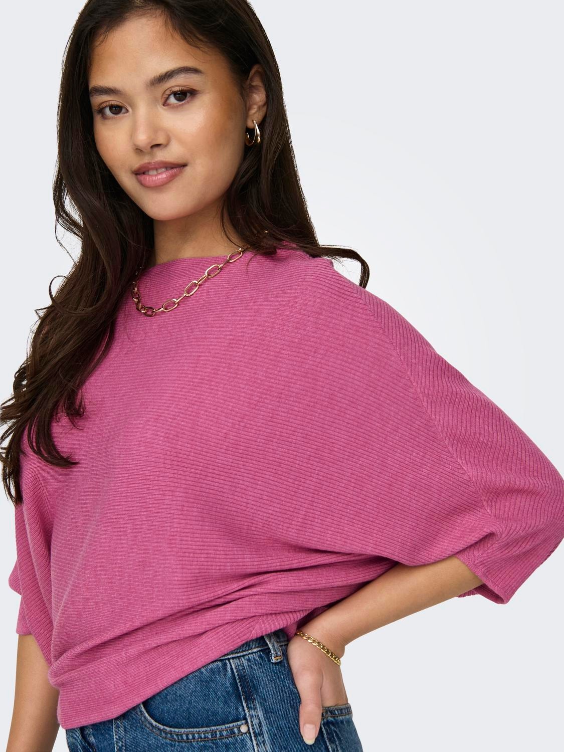 ONLY Knitted pullover with batsleeve -Ibis Rose - 15181237