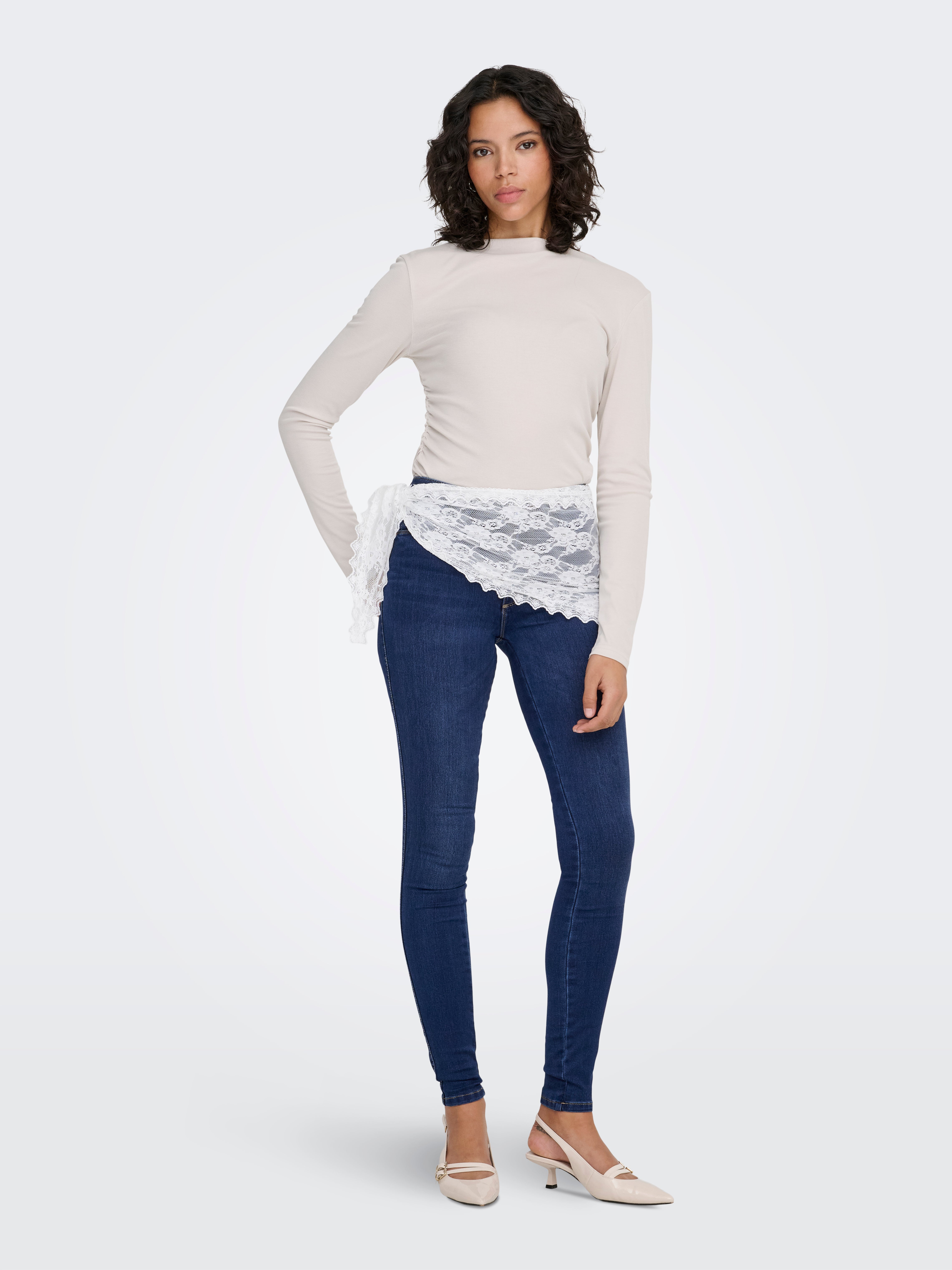 ONLY Onlroyal Skinny jeans voor dames, hoge taille, skinny fit jeans, blauw (medium blue denim), L / 34L