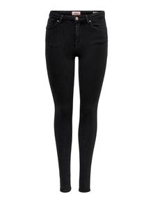 ONLY ONLPOWER Medelhög midja Skinny Fit Jeans -Black - 15181958
