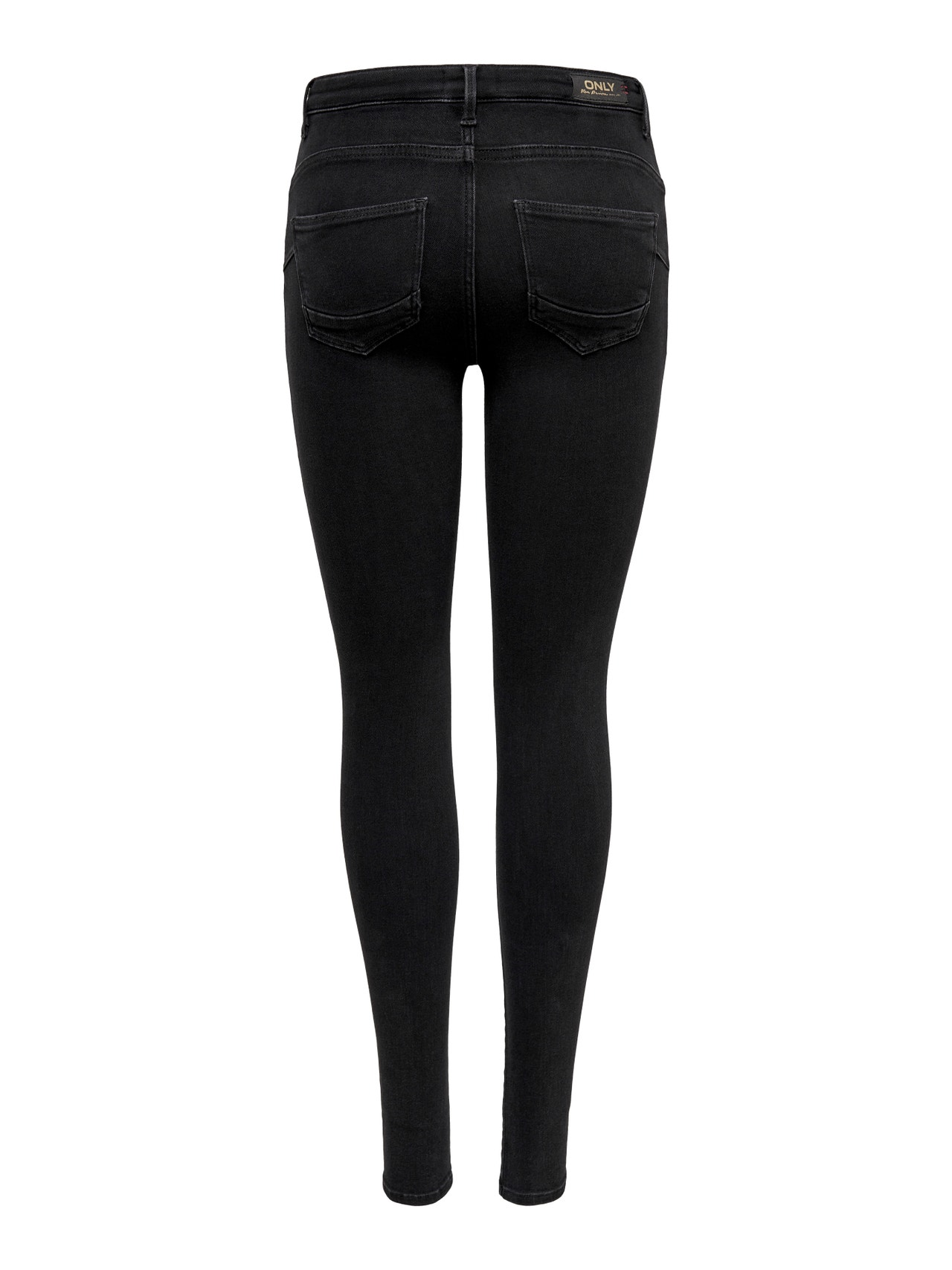 ONLY ONLPOWER Medelhög midja Skinny Fit Jeans -Black - 15181958
