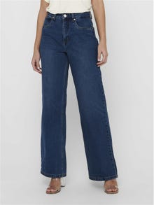 ONLY Wide Leg Fit High waist Jeans -Dark Blue Denim - 15182312