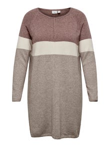 ONLY Curvy contrast Knitted Dress -Rose Brown - 15183362