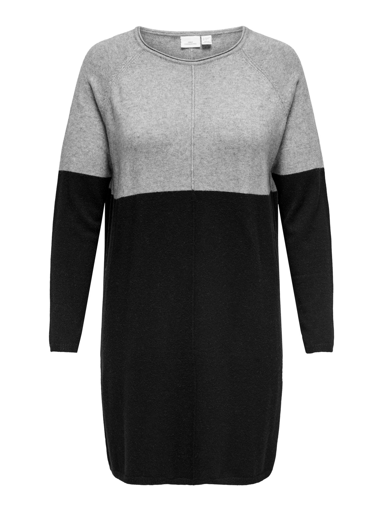 ONLY Curvy contrasterende Gebreide jurk -Medium Grey Melange - 15183362