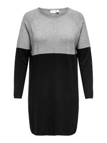 ONLY Curvy kontrastprydd Stickad klänning -Medium Grey Melange - 15183362