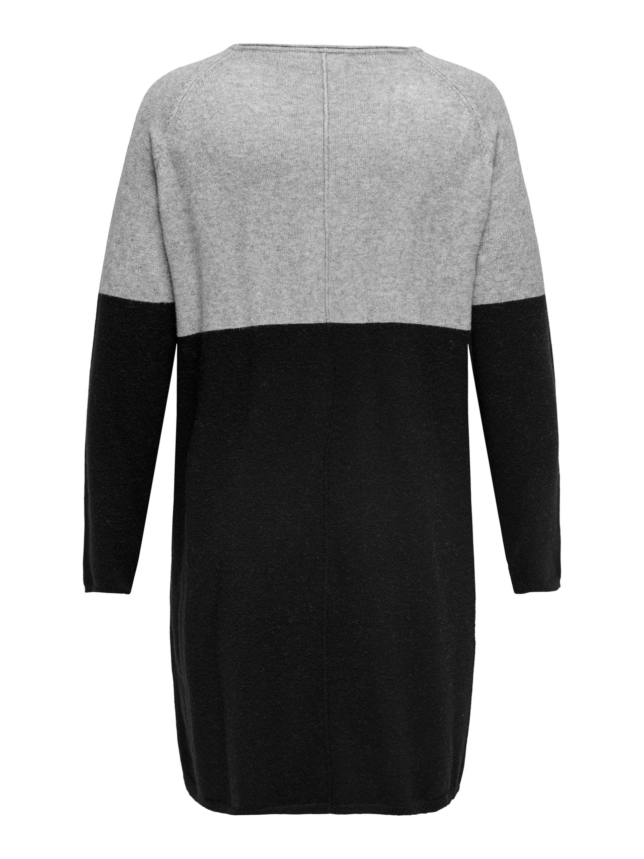 ONLY Curvy kontrastprydd Stickad klänning -Medium Grey Melange - 15183362