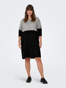 ONLY Curvy contrast Knitted Dress -Medium Grey Melange - 15183362