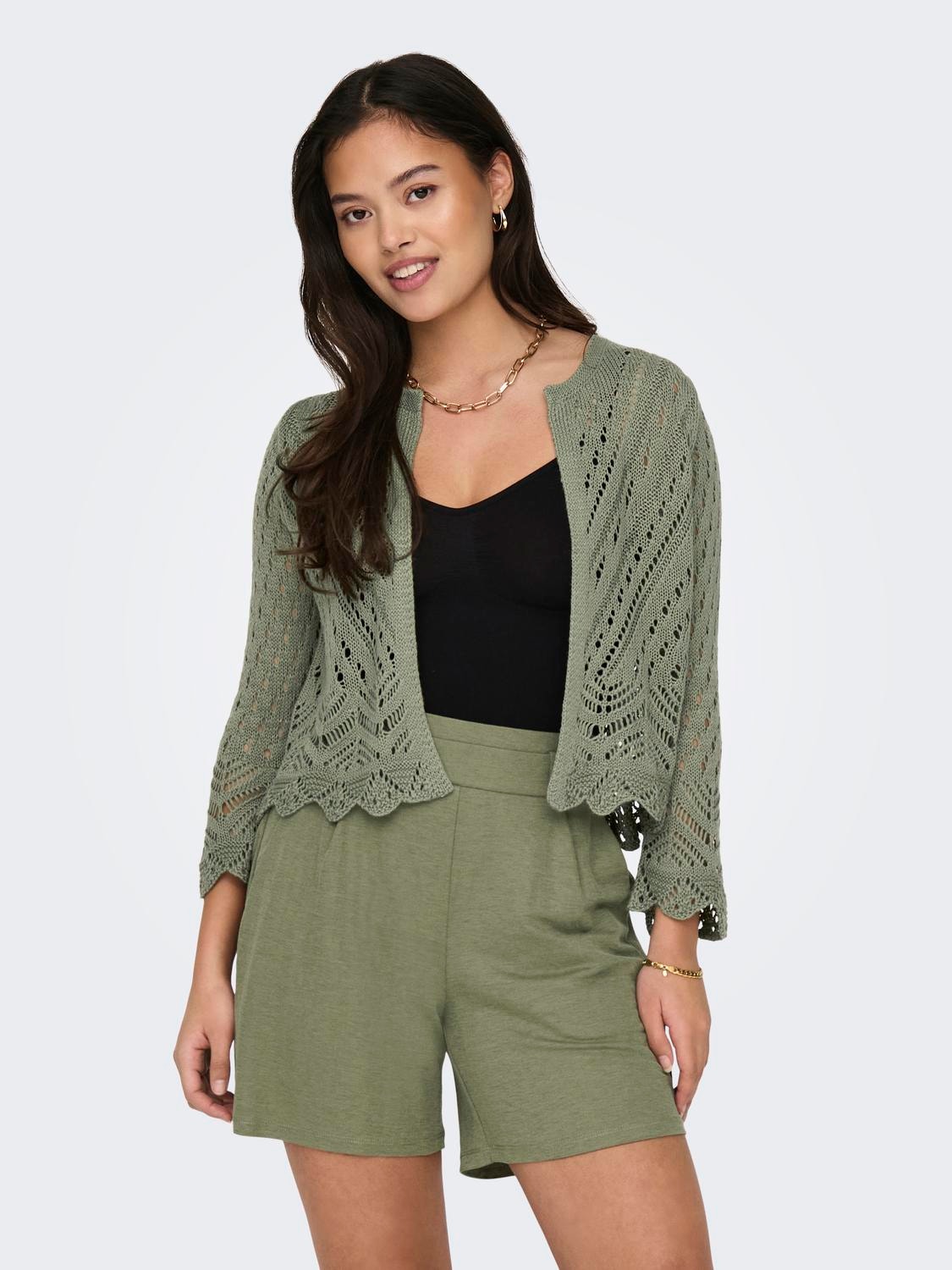 ONLY Cropped Cardigan -Deep Lichen Green - 15184486