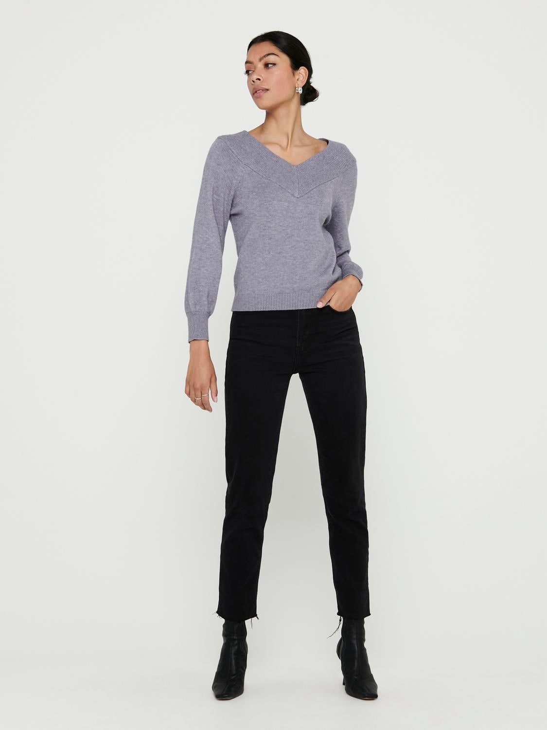 Off shoulder Knitted Pullover | Dark 