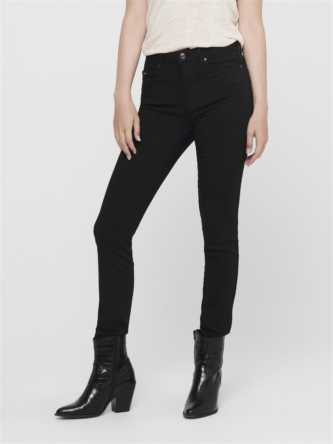 ONLY ONLFOREVER BLACK LIFE High Waist Skinny Jeans -Black Denim - 15184928