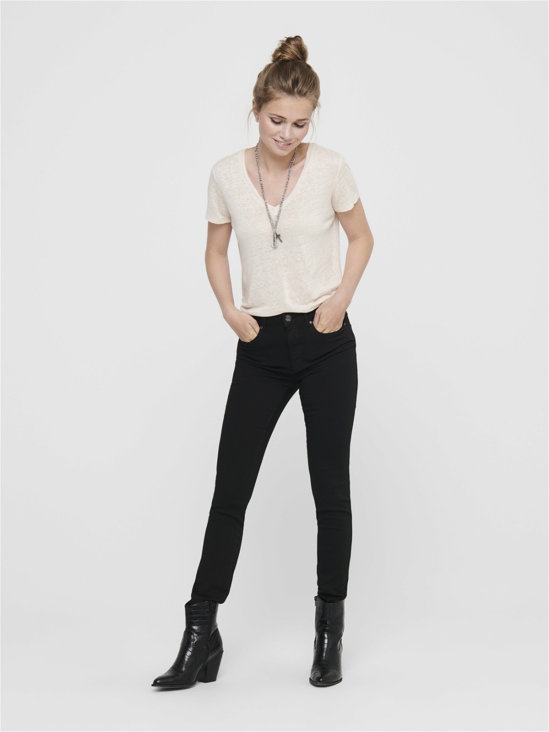ONLY Skinny Fit High waist Jeans -Black Denim - 15184928