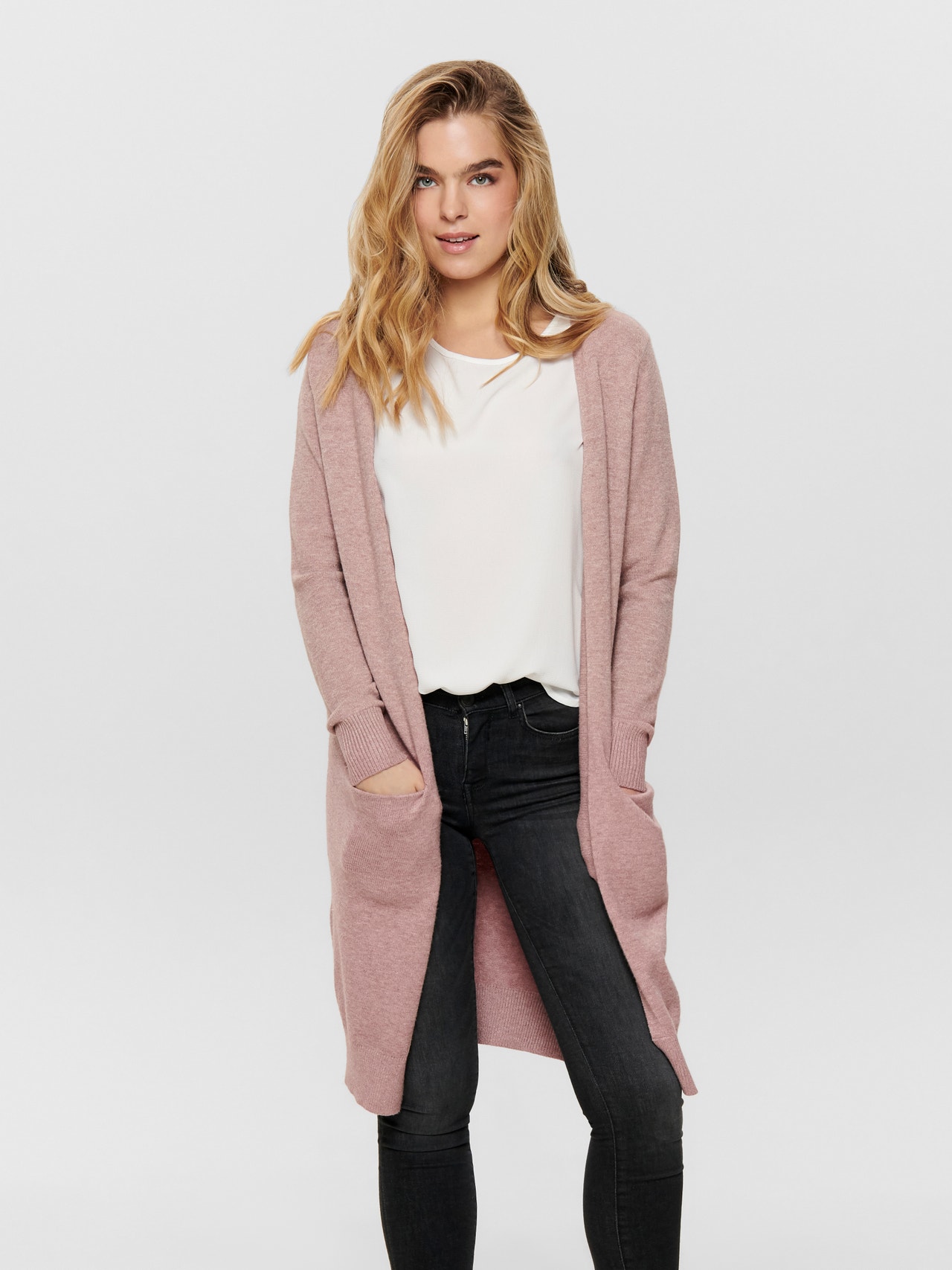 ONLY Long Knitted Cardigan -Woodrose - 15184979