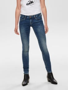 ONLY Jeans Skinny Fit Taille extra basse -Dark Blue Denim - 15185981