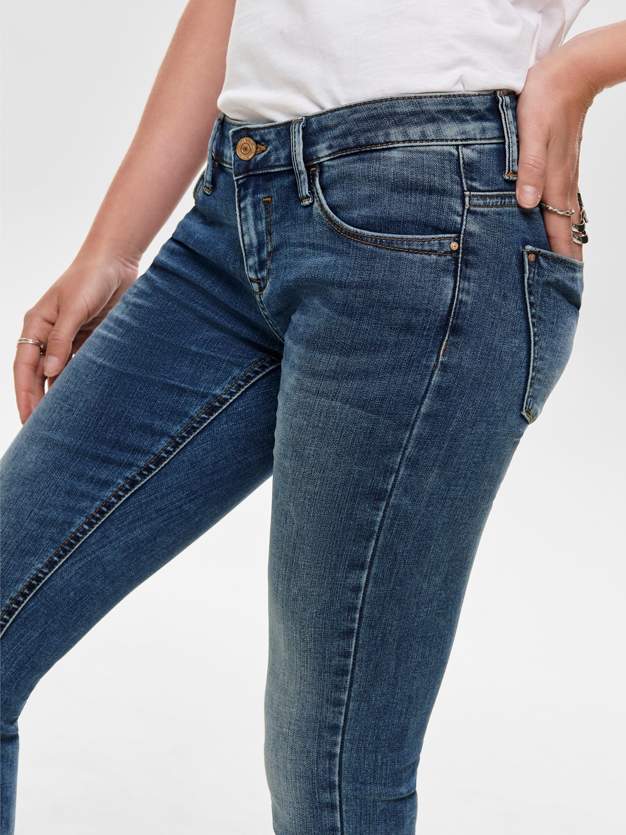 ONLY Jeans Skinny Fit Taille extra basse -Dark Blue Denim - 15185981
