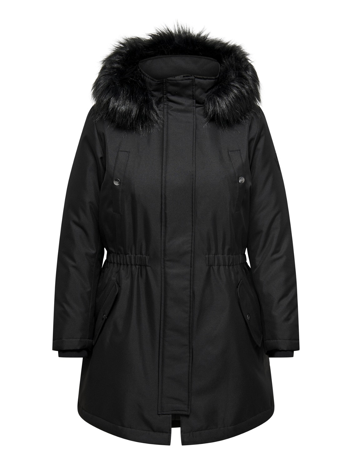 ONLY Hood with detachable faux fur edge Parka -Black - 15185999