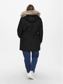 ONLY Hood with detachable faux fur edge Parka -Black - 15185999
