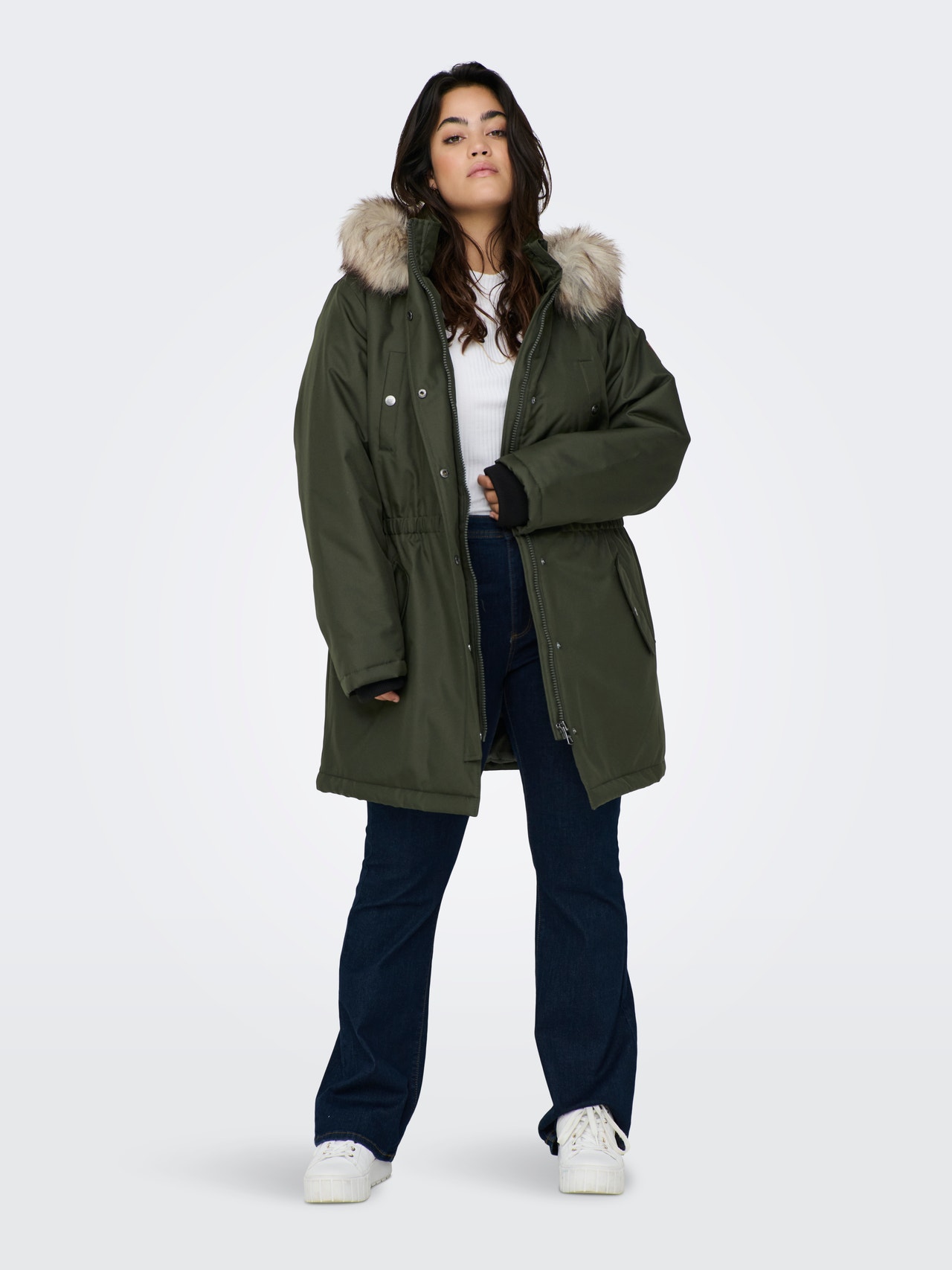 ONLY Hood with detachable faux fur edge Parka -Rosin - 15185999