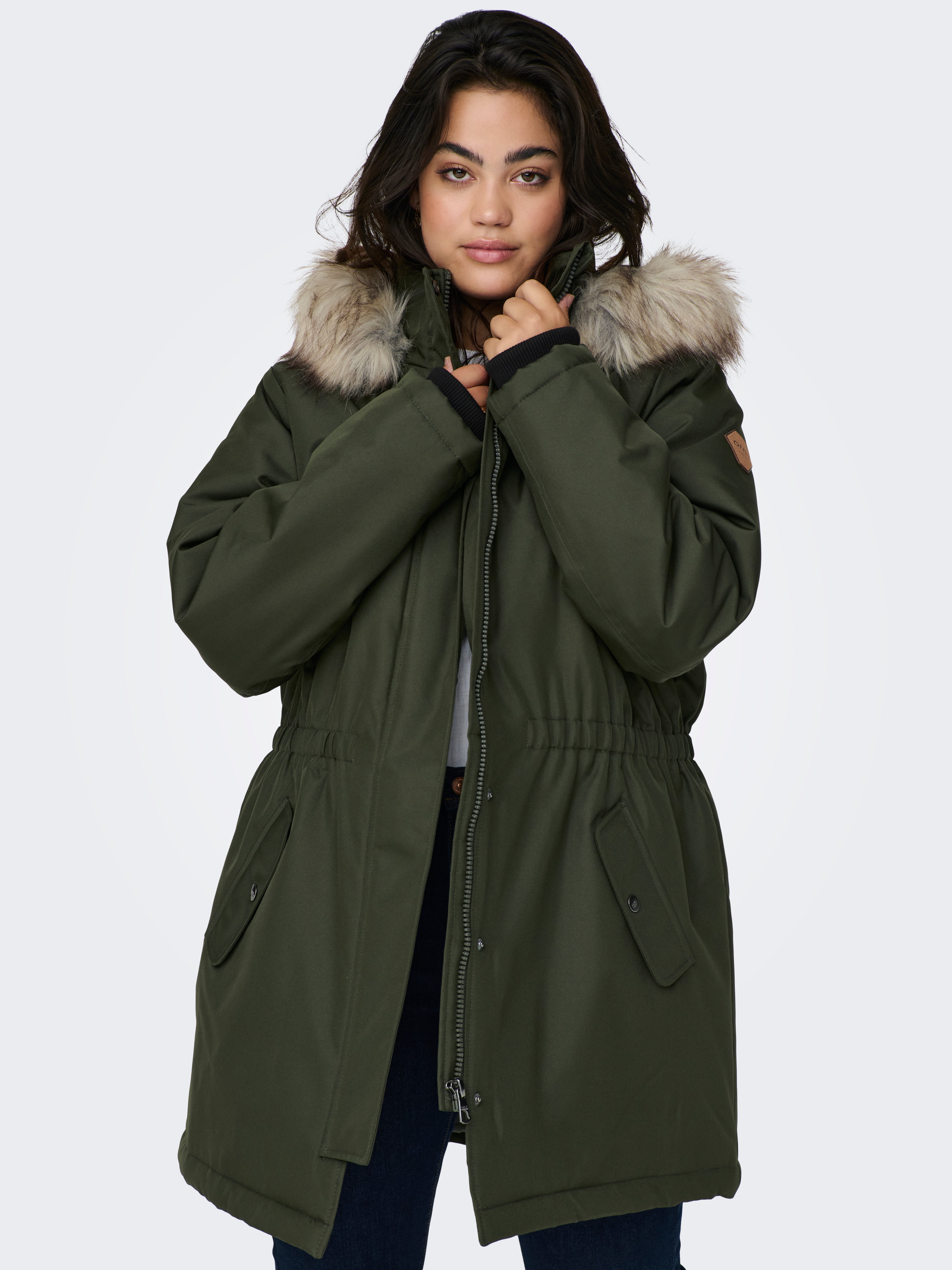 Urban exploration hey mama faux hot sale fur trim hood parkina coat