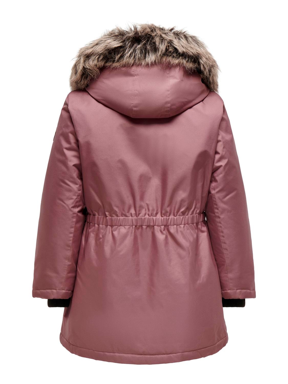 ONLY Hood with detachable faux fur edge Parka -Rose Brown - 15185999