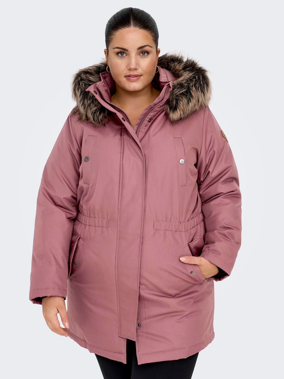 ONLY Curvy jacket with hood -Rose Brown - 15185999
