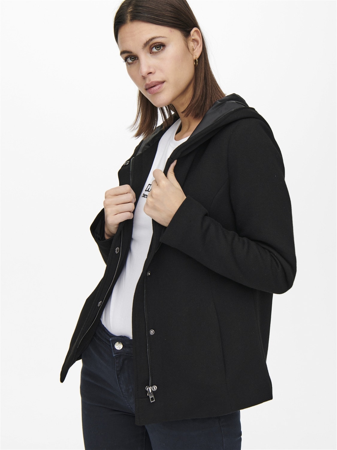 ONLY Drapy oversized hood Jacket -Black - 15186683