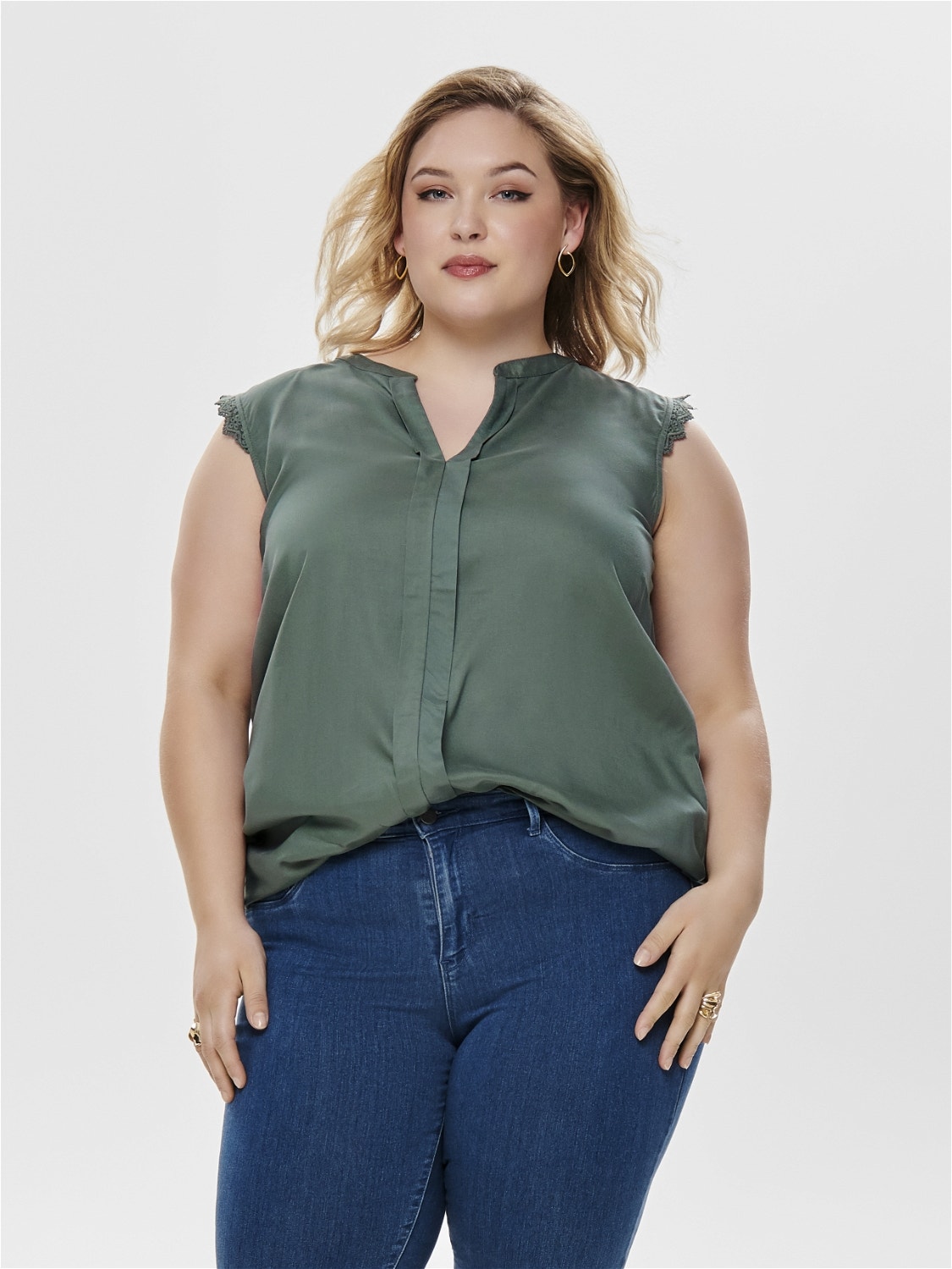 ONLY Curvy loose Sleeveless Top -Balsam Green - 15187018
