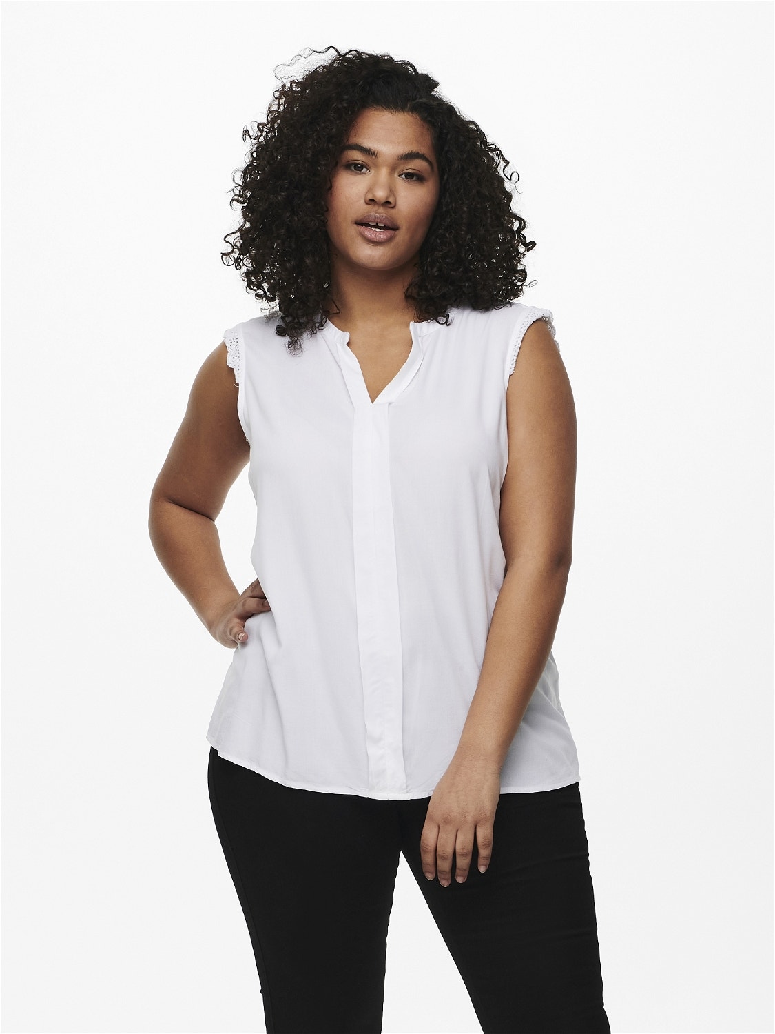ONLY Curvy loose Sleeveless Top -White - 15187018