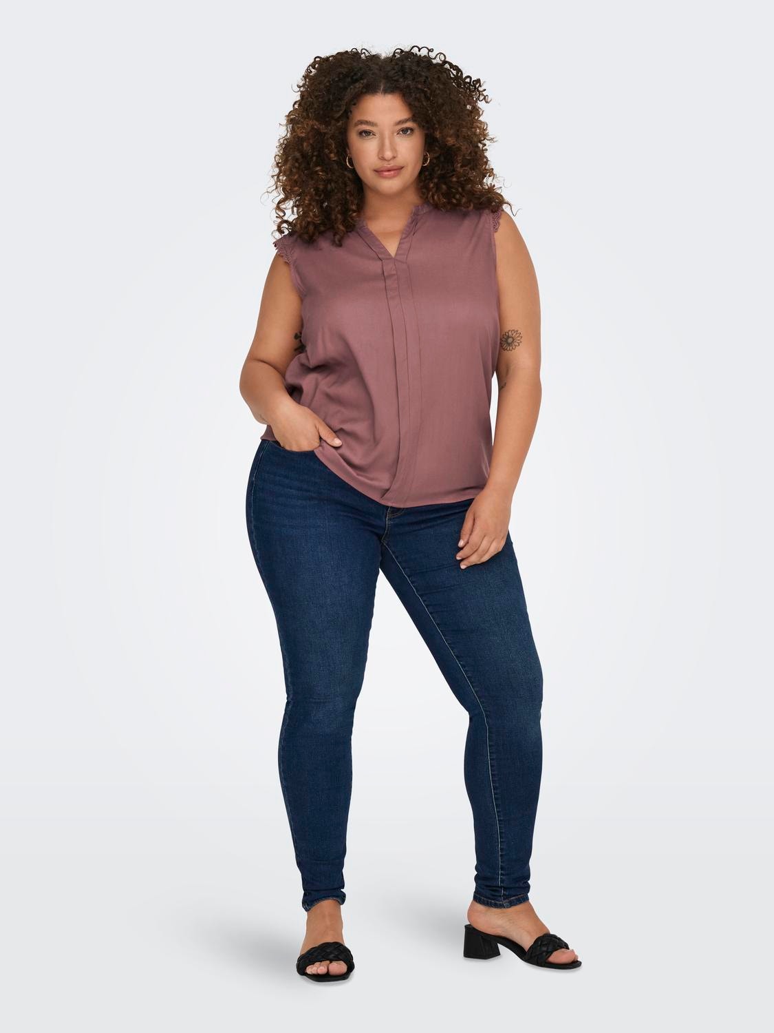 ONLY Curvy loose Sleeveless Top -Rose Brown - 15187018