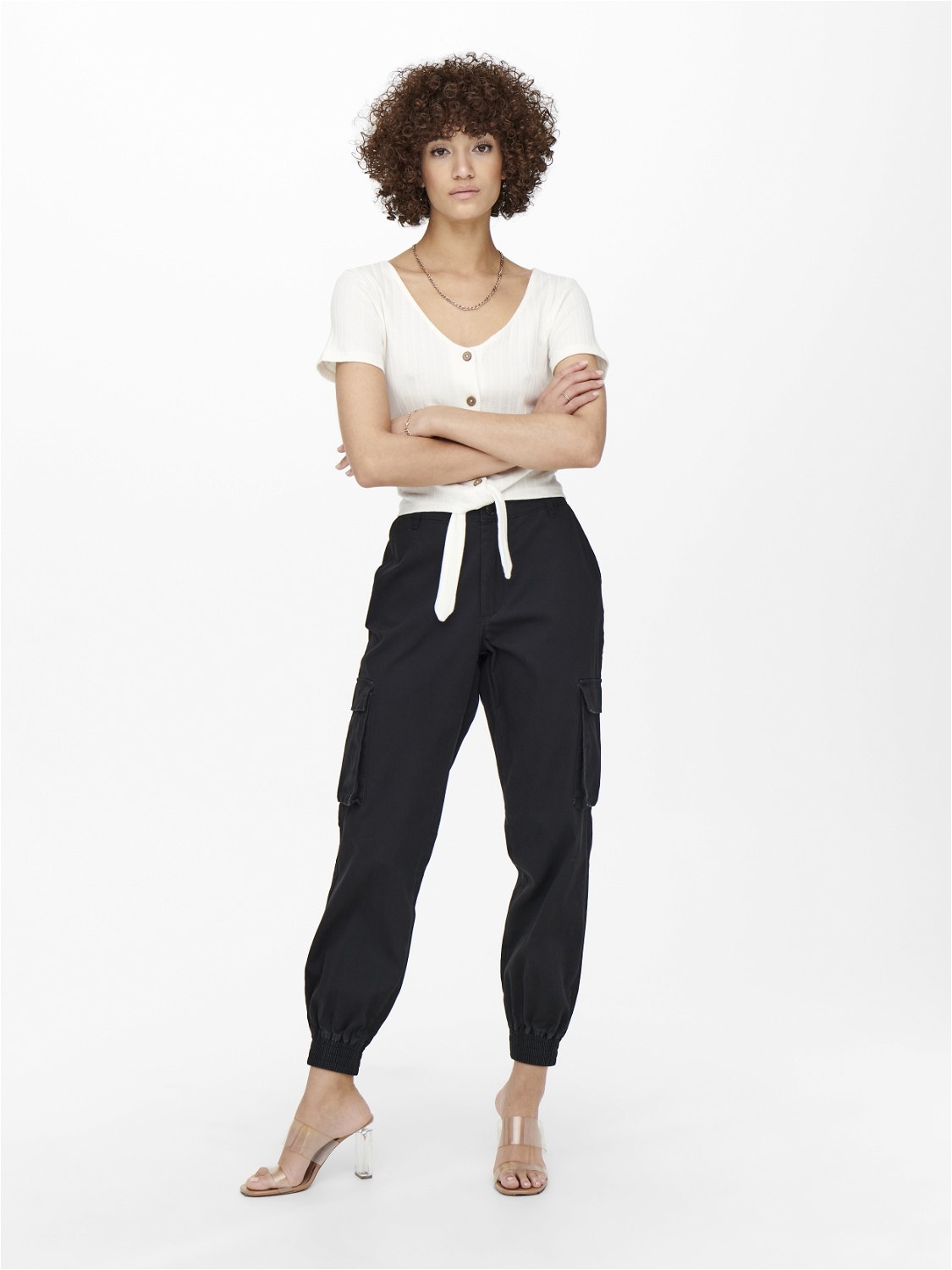 ONLY Pantalons Comfort Fit Taille moyenne -Black - 15187743