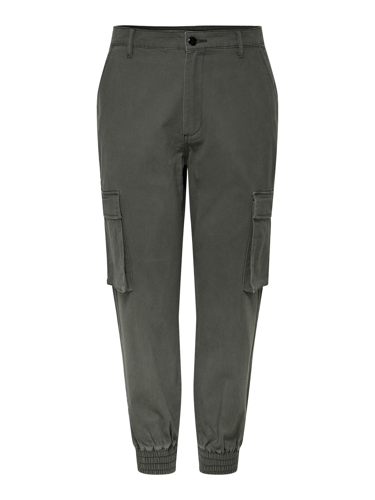 ONLY Mid waist Cargo trousers -Beluga - 15187743