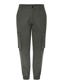 ONLY Mid waist Cargo trousers -Beluga - 15187743